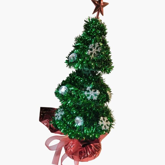 Tinsel Christmas Tree Balloon Weight Table Centerpiece Snowflake Red Green lot 7 - Picture 4 of 13